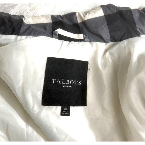 Talbots Down Filled Puffer Vest Buffalo Plaid Check  Black Cream Woman Size 1X - Picture 7 of 10